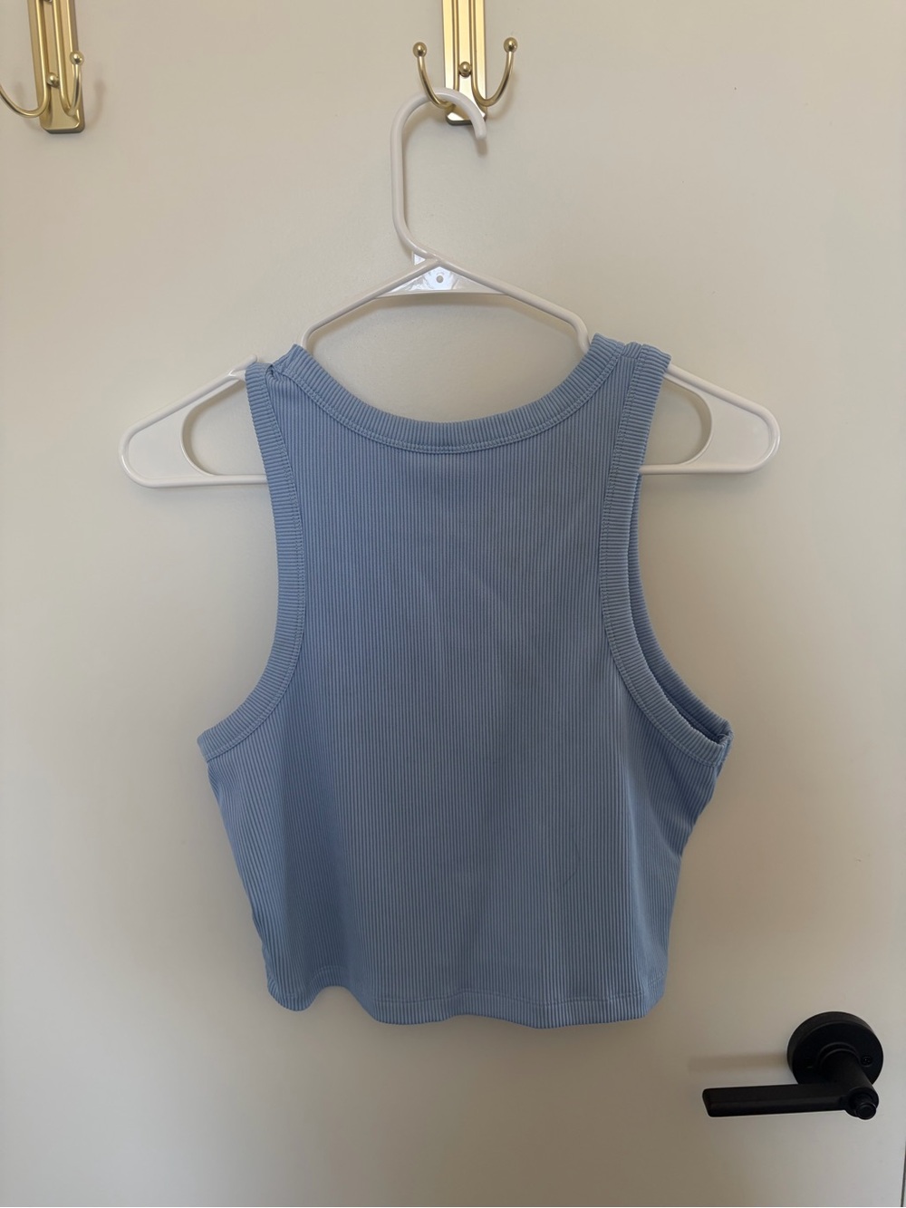 Divided Ribbed Crop Tank Top - Light Blue - Picture 3 of 5